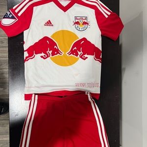 NY Red Bulls jersey w/ shorts combo | Brand: Adidas | Colors: Red and white